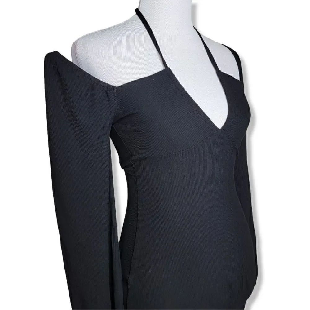 Le Lis Black Drop Shoulder Long Sleeve Dress Size Small